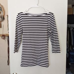 Merona Black & White Striped Boatneck Shirt